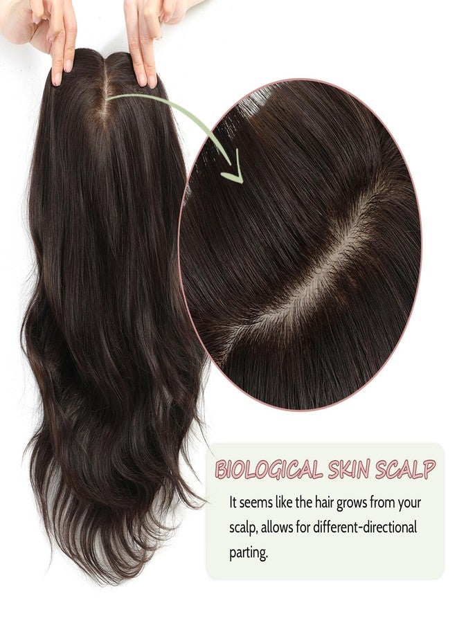 PANEWAY Hair Toppers for Women Real Human Hair Remy Hairpiece with Silk Base 14Inch Large Base Hand-Tied Human Hair Topper Thickening Piece for Daily Wear & Styling - Image 2